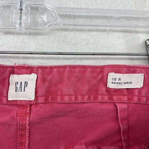 Gap Pants Women's Sz 10 Red Denim Skinny Ankle Midrise Stretch Button Zip Pocket - Picture 10 of 12